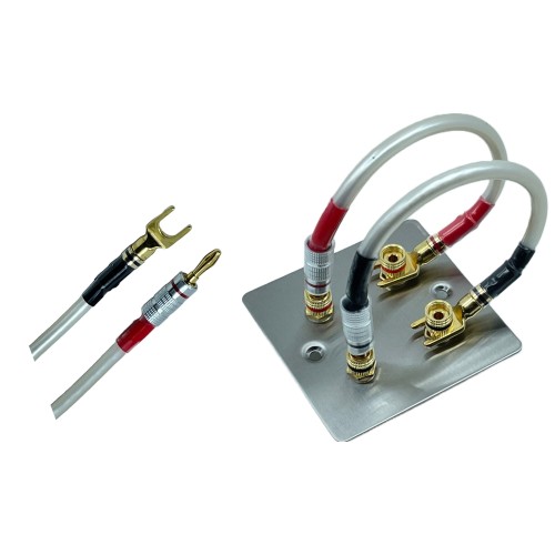 4 Speaker Jumper Cable Leads QED XT400 Banana Plugs & Spades / Forks